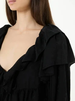 Bluse mit Rüschen Schwarz