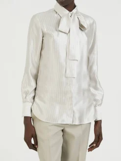 Bluse mit Schal Beige