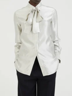 Bluse mit Schal Grau