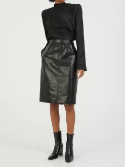 Bluse mit Wasserfallausschnitt Schwarz