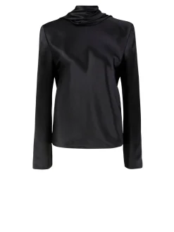 Bluse mit Wasserfallausschnitt Schwarz