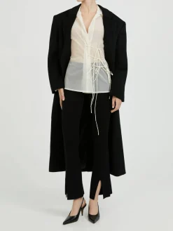 Bluse mit Wickel-Detail Crème