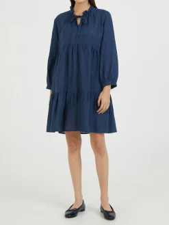 Blusenkleid aus Leinen Marineblau