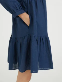 Blusenkleid aus Leinen Marineblau