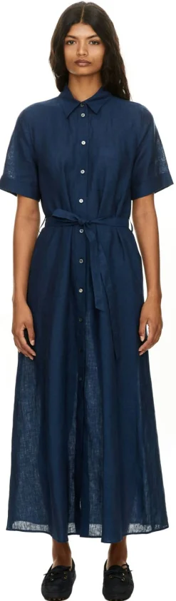 Blusenkleid 'Jesy' aus Leinen Blau