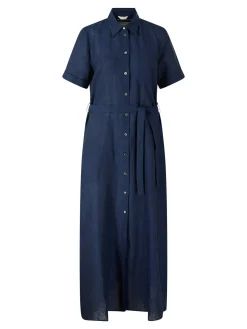 Blusenkleid 'Jesy' aus Leinen Blau