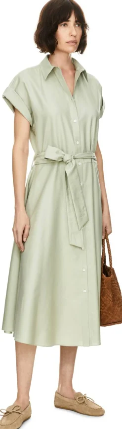 Blusenkleid mit Bindegürtel Olivgrün
