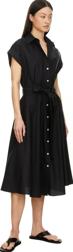 Blusenkleid mit Bindegürtel Schwarz