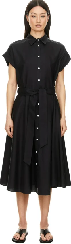 Blusenkleid mit Bindegürtel Schwarz