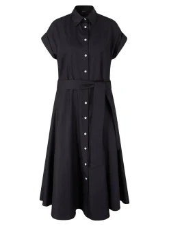 Blusenkleid mit Bindegürtel Schwarz