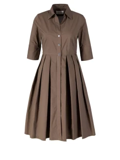 Blusenkleid mit Faltenrock Braun