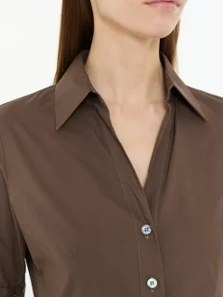 Blusenkleid mit Faltenrock Braun