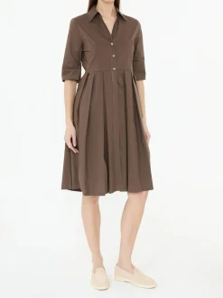 Blusenkleid mit Faltenrock Braun
