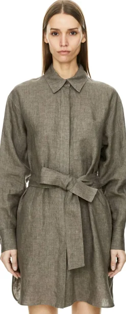 Blusenkleid 'Samos' aus Leinen Taupe