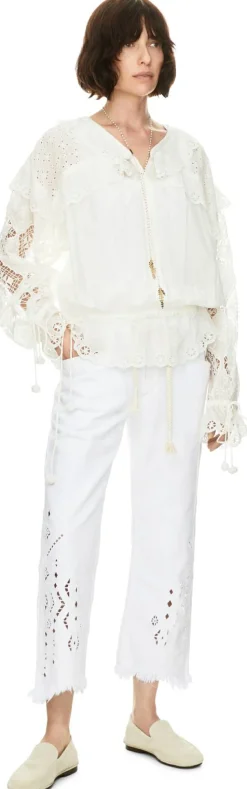 Bluse 'Nowana' mit Lochstickerei Crème