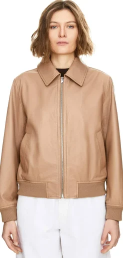 Bomberjacke aus Lammleder Beige