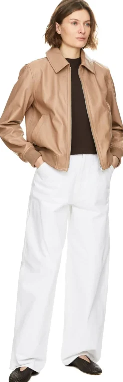 Bomberjacke aus Lammleder Beige