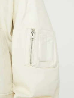 Bomberjacke aus Leder 'Bianca' Crème