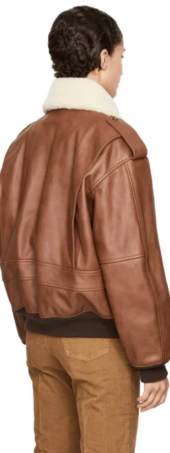 Bomberjacke aus Leder und Shearling Braun