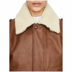 Bomberjacke aus Leder und Shearling Braun