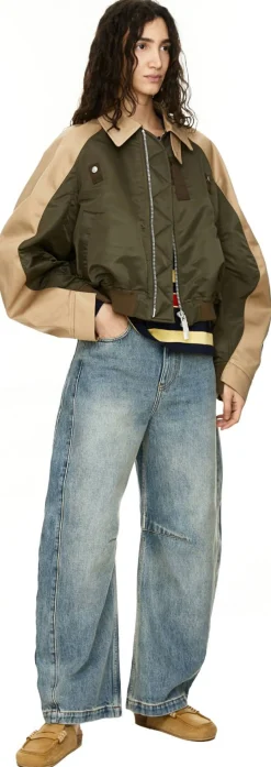 Bomberjacke Khaki/Beige