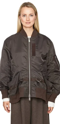 Bomberjacke mit Kordelzug Dunkelbraun