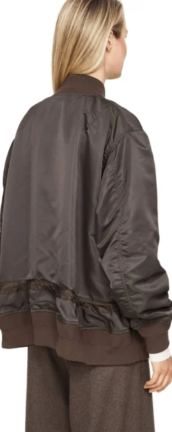 Bomberjacke mit Kordelzug Dunkelbraun