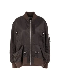 Bomberjacke mit Kordelzug Dunkelbraun