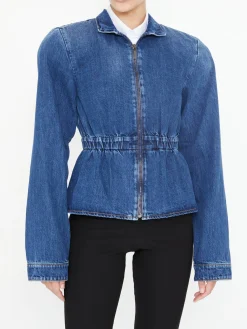 Bomberjacke mit Schößchen Mittelblau