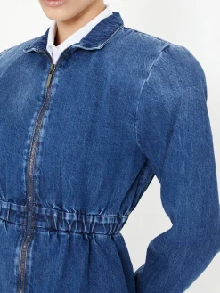 Bomberjacke mit Schößchen Mittelblau