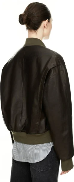 Bomberjacke 'Morisel' aus Leder Dunkelbraun