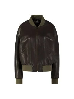 Bomberjacke 'Morisel' aus Leder Dunkelbraun