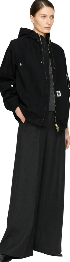 Bomberjacke 'Sacai x Carhartt Wip' mit Kapuze Schwarz