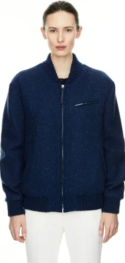 Bomberjacke 'Winslow' aus Schurwolle und Cashmere Marineblau