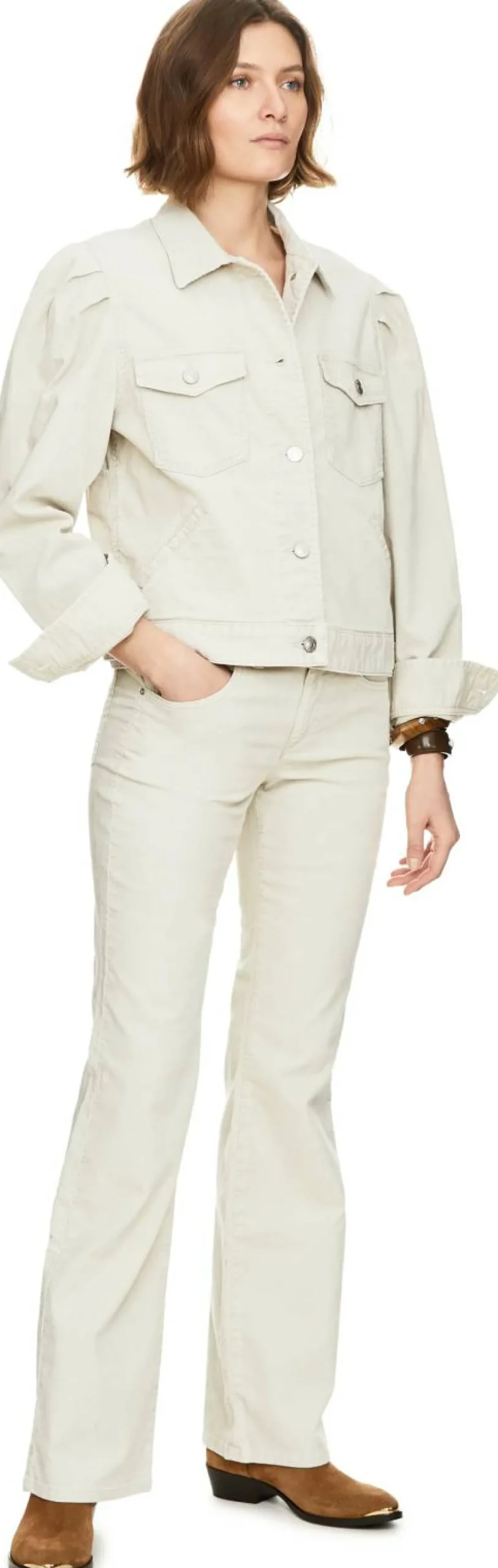 Boot-Cut Jeans 'Kelly' aus Cordsamt Crème