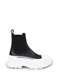 Boots mit breiter Gummisohle Schwarz/Weiß