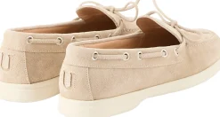 Bootsschuh aus Veloursleder mit Schleife Crème