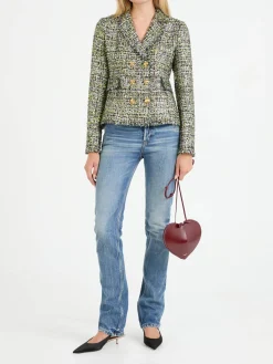 Bouclé-Jacke in schimmernder Optik Grün