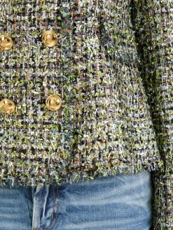 Bouclé-Jacke in schimmernder Optik Grün