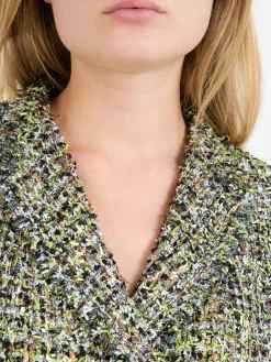 Bouclé-Jacke in schimmernder Optik Grün