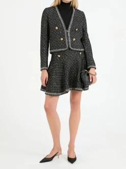 Bouclé-Jacke Schwarz/Silber