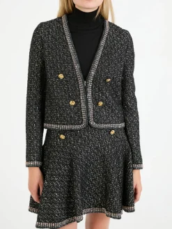 Bouclé-Jacke Schwarz/Silber