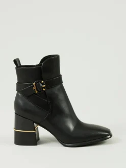 Buckle Boots mit Multi-Logo Schwarz