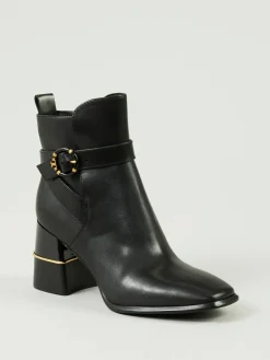 Buckle Boots mit Multi-Logo Schwarz