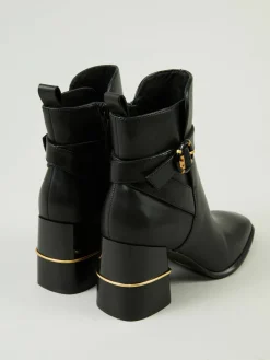 Buckle Boots mit Multi-Logo Schwarz