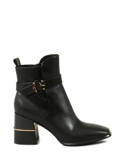 Buckle Boots mit Multi-Logo Schwarz