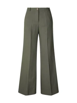 Bundfaltenhose mit weitem Bein Grün