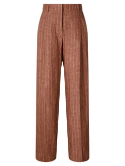 Bundfaltenhose 'Santorini Ps' aus Leinen Rosewood Stripe