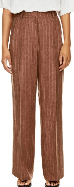 Bundfaltenhose 'Santorini Ps' aus Leinen Rosewood Stripe