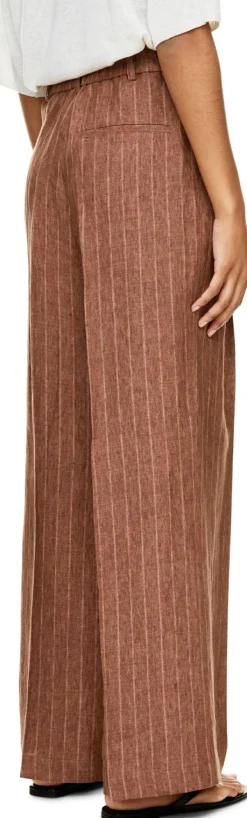 Bundfaltenhose 'Santorini Ps' aus Leinen Rosewood Stripe